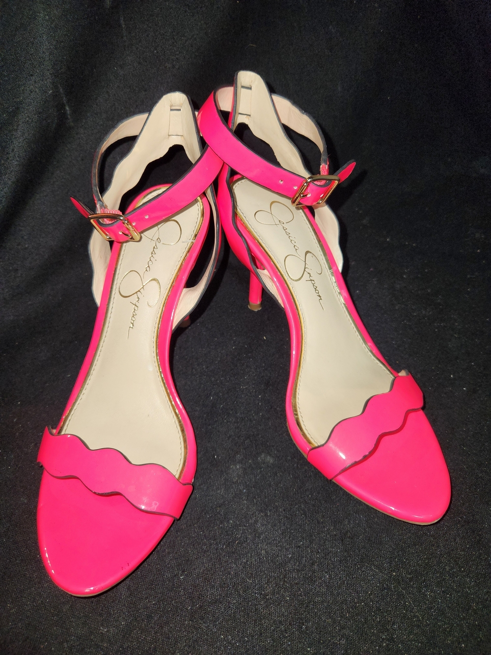Jessica Simpson Hot Pink Scalloped Strap Sandals #424
